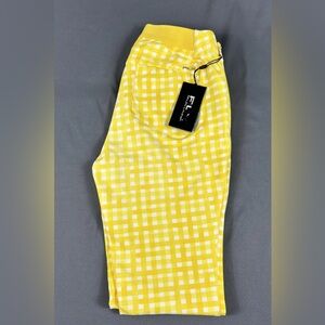 RLX Ralph Lauren Womens Golf Pants Gingham 0 Yellow Nylon Spandex